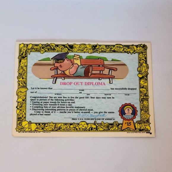 Vtg Garbage Pail Kids Topps 5x7 Giant Sticker #15 "Senior Class" 1986 Rare. - Picture 2 of 7